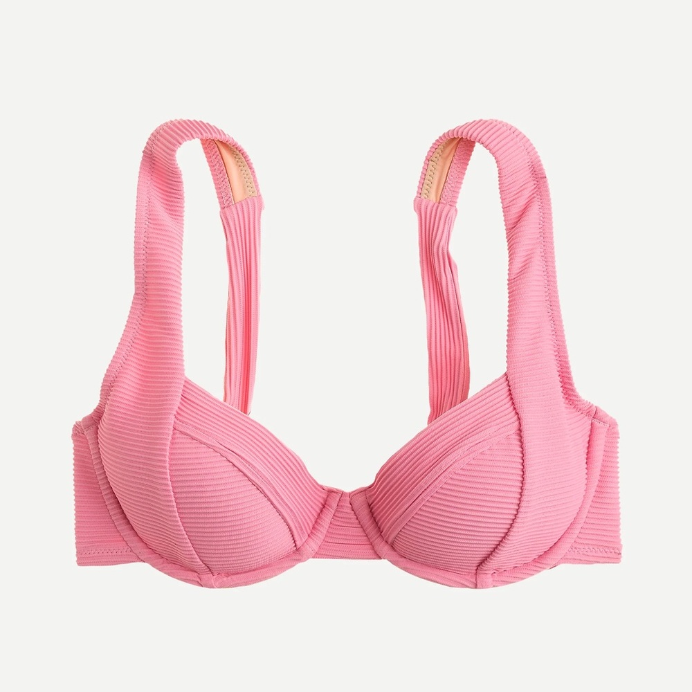 Pink J.Crew Ribbed Bikini Top Size S
